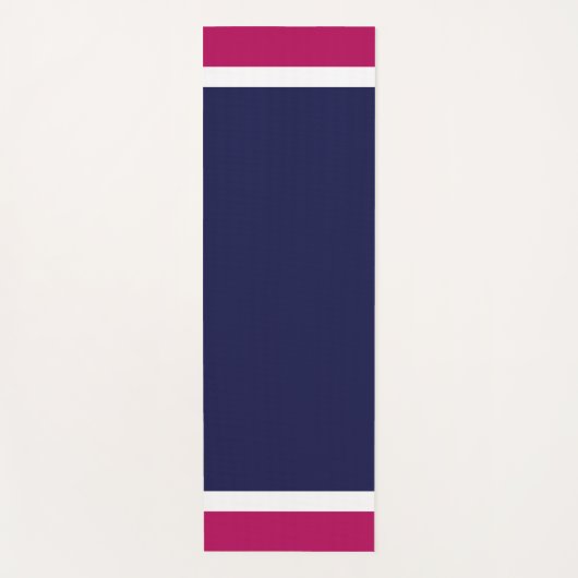 Raspberry Red White Edge Stripes op Navy Blue Yogamat (Voorkant)