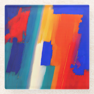 "Raspberry Rhapsody" Abstracte kunst Glazen Onderzetter