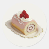 Raspberry Roll Cake Ronde Sticker (Voorkant)