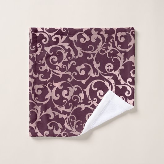 Raspberry Roos Gold Elegant Royal Princess Damask Bad Handdoek (Wasdoekje)