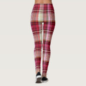 Raspberry roze crème & Red Large Tartan Pset Leggings (Achterkant)