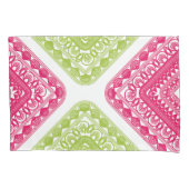 Raspberry roze en groene geometrische Kussensloop (Voorkant-Links)