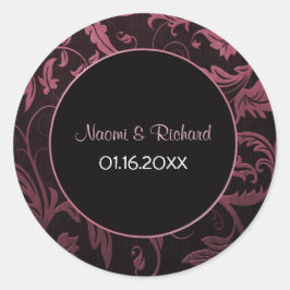 Raspberry Roze en Zwarte Damast bruiloft zegel