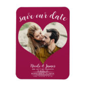 Raspberry Roze Hart Foto Bruiloft Save the Date Magneet (Verticaal)