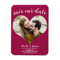 Raspberry Roze Hart Foto Bruiloft Save the Date
