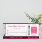 Raspberry Roze Lo Boarding Pass Uitnodiging voor b (Staand voorkant)