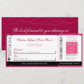 Raspberry Roze Lo Boarding Pass Uitnodiging voor b (Voorkant / Achterkant)