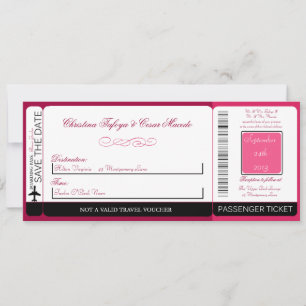 Raspberry Roze Lo Boarding Pass Uitnodiging voor b