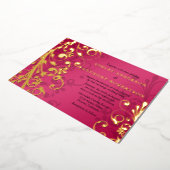 Raspberry roze Real Gold Foil Floral Wedding Folie Uitnodiging (Gedraaid)