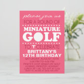 Raspberry roze T-shirt Time Miniature Golf Birthda Kaart (Staand voorkant)