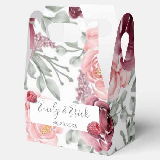 Raspberry roze Waterverf Wedding Favor Box Bedankdoosjes (Geopend)