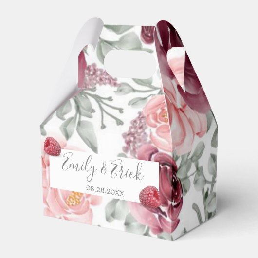 Raspberry roze Waterverf Wedding Favor Box Bedankdoosjes (Voorkant Zijde)