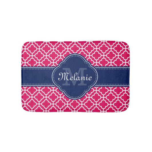 Raspberry roze Whocton marinemonogram Marokkaans P Badmat (Voorkant)