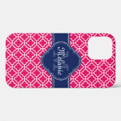 Raspberry roze Whocton marinemonogram Marokkaans P Case-Mate iPhone Case (Achterkant (horizontaal))