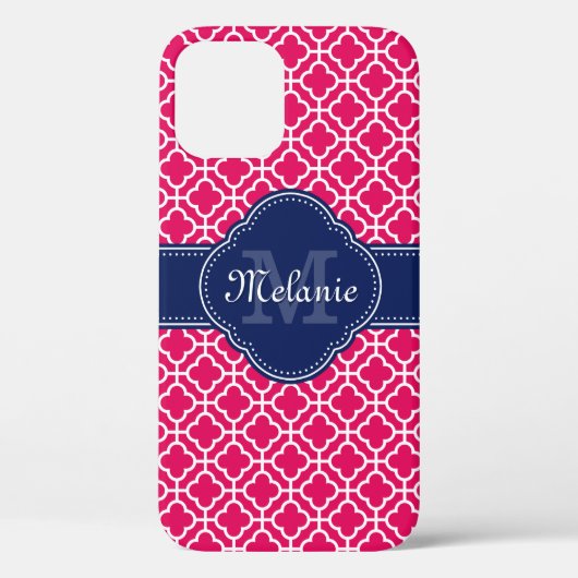 Raspberry roze Whocton marinemonogram Marokkaans P Case-Mate iPhone Case (Achterkant)