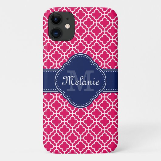 Raspberry roze Whocton marinemonogram Marokkaans P Case-Mate iPhone Case (Achterkant)