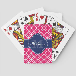 Raspberry roze Whocton marinemonogram Marokkaans P Pokerkaarten