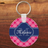Raspberry roze Whocton marinemonogram Marokkaans P Sleutelhanger (Voorkant)