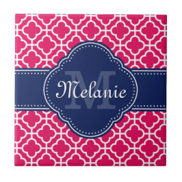 Raspberry roze Whocton marinemonogram Marokkaans P Tegeltje