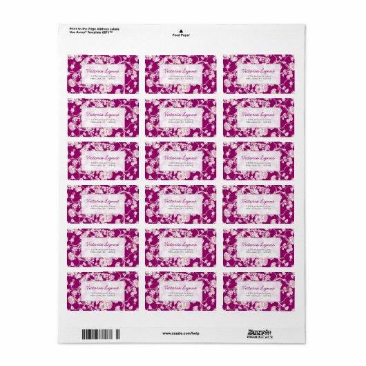 Raspberry Rozen Return Address Label (Full Sheet)