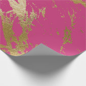 Raspberry Rubin Pink Gold Marble Shiny Glam Cadeaupapier (Hoek)