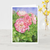 Raspberry Ruffles waterverf kunst wenskaart Kaart (Gele Bloem)