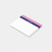 Raspberry SLg Chevron Navy Naam Monogram Post-it® Notes (Schuin)