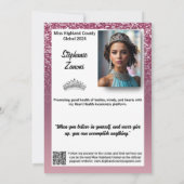 Raspberry Sparkle Pageant Handtekening Kaart | QR- (Achterkant)