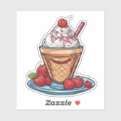 Raspberry Sundae Waterdicht Sticker (Vel)