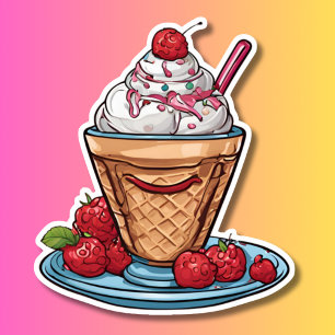 Raspberry Sundae Waterdicht Sticker