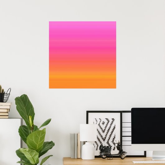 Raspberry Sunset Gradient - Roze Geel Sinaasappel Poster (Thuiskantoor)