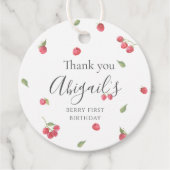 Raspberry Sweet Berry eerste verjaardag Bedankjes Labels (Voorkant)