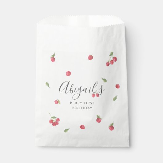 Raspberry Sweet Berry eerste verjaardag Bedankzakje (Voorkant)