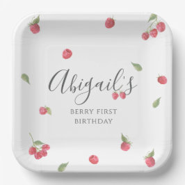 Raspberry Sweet Berry eerste verjaardag Papieren Bordje