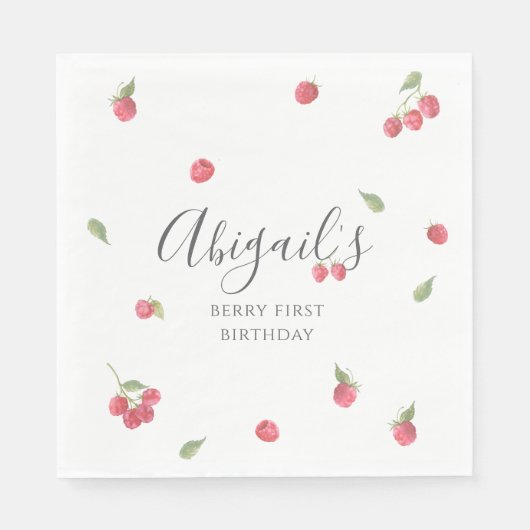 Raspberry Sweet Berry eerste verjaardag Servet (Voorkant)