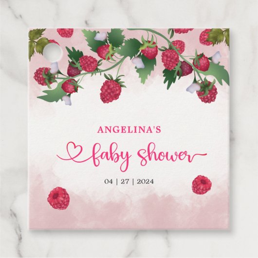 Raspberry Sweet Waterverf Meisje Baby shower Bedankjes Labels (Voorkant)