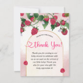 Raspberry Sweet Waterverf Meisje Baby shower Bedankkaart (Voorkant)