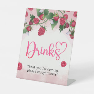 Raspberry Sweet Waterverf Meisje Baby shower Drink Reclamebord Met Voetstuk