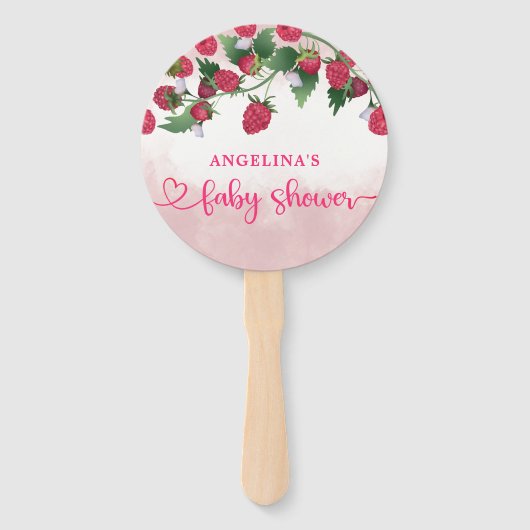 Raspberry Sweet Waterverf Meisje Baby shower Handwaaier (Achterkant)