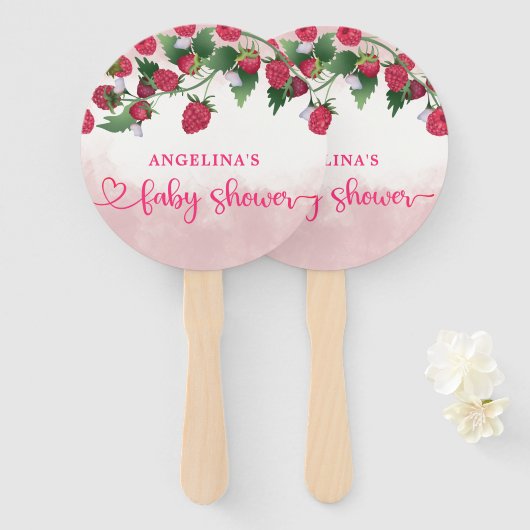 Raspberry Sweet Waterverf Meisje Baby shower Handwaaier (Voorkant en achterkant)