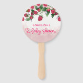 Raspberry Sweet Waterverf Meisje Baby shower Handwaaier (Voorkant)