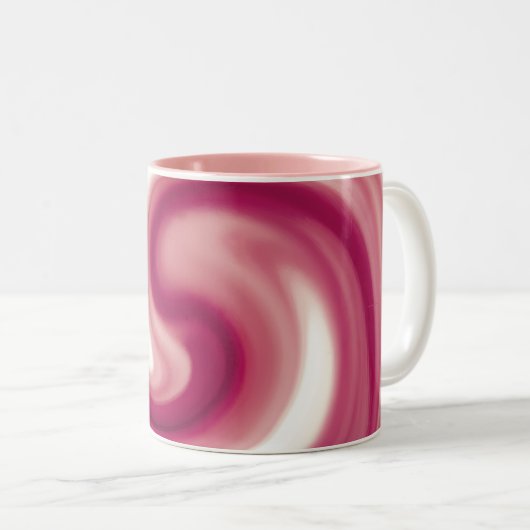 Raspberry Swirl Tweekleurige Koffiemok (Voorkant rechts)