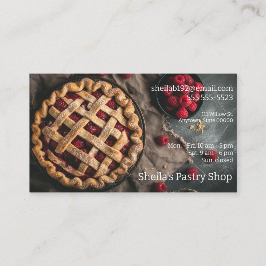 Raspberry taart met ruimte voor tekst visitekaartje (Voorkant)