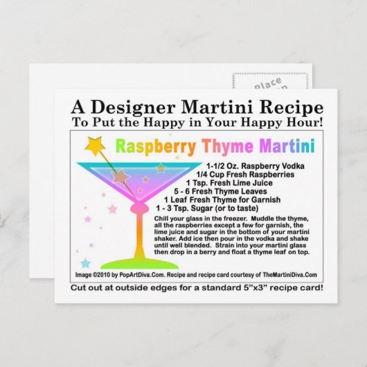 Raspberry Thyme Martini Recept Briefkaart (Voorkant / Achterkant)