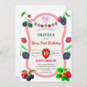 Raspberry verjaardagsfeestje uitnodiging (Voorkant / Achterkant)