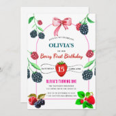 Raspberry verjaardagsfeestje uitnodiging (Voorkant / Achterkant)