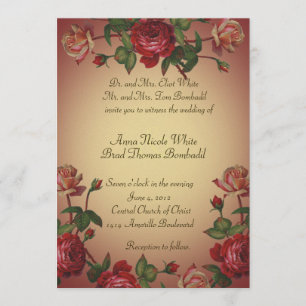 Raspberry Victoriaans Roos Vintage Wedding Invite Kaart