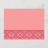 Raspberry & White Damask Wedding Invitation Uitnodiging Briefkaart (Achterkant)