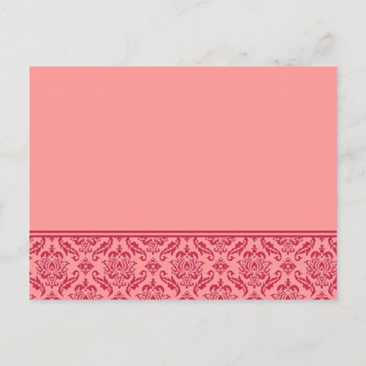 Raspberry & White Damask Wedding Invitation Uitnodiging Briefkaart (Achterkant)
