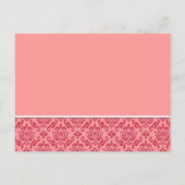 Raspberry & White Damask Wedding Invitation Uitnodiging Briefkaart (Achterkant)